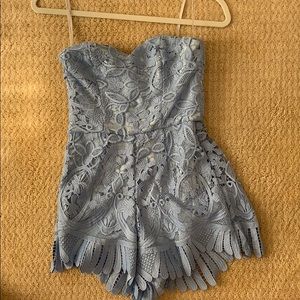 Lovers and Friends Blue Lace Romper